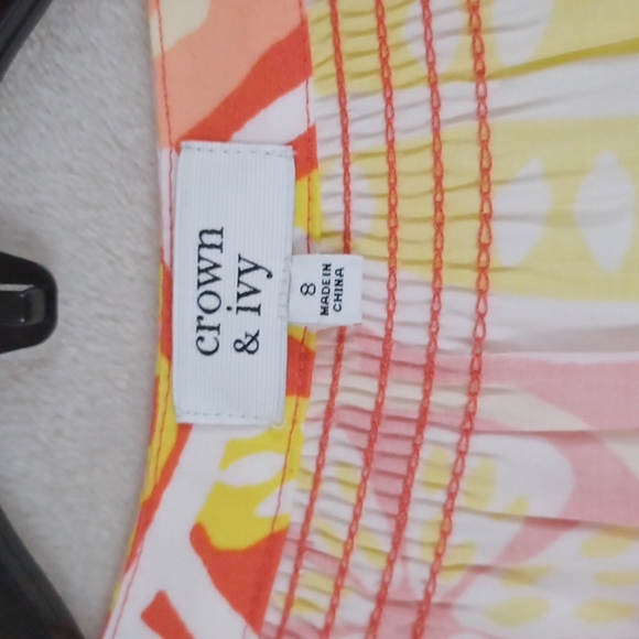 CROWN & IVY SOUTH OF THE BORDER YEL/OG/COR Sleeveless Dress NWT Size 8. - Picture 11 of 13